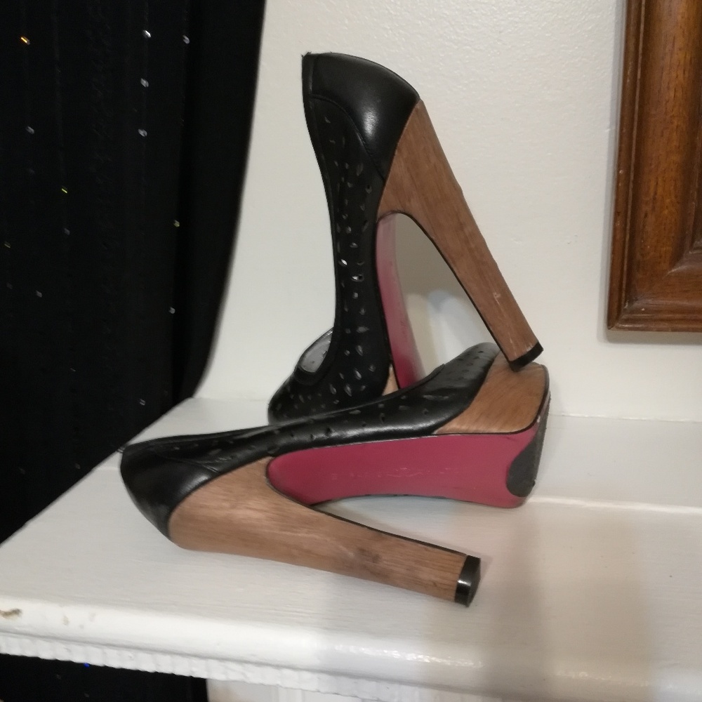Very high wooden heels